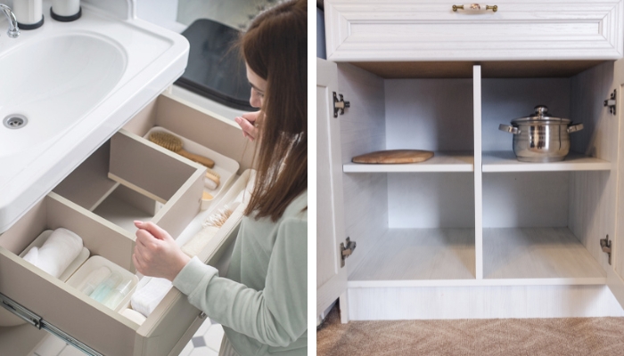 The next big difference between kitchen cabinets and bathroom vanities is their depth