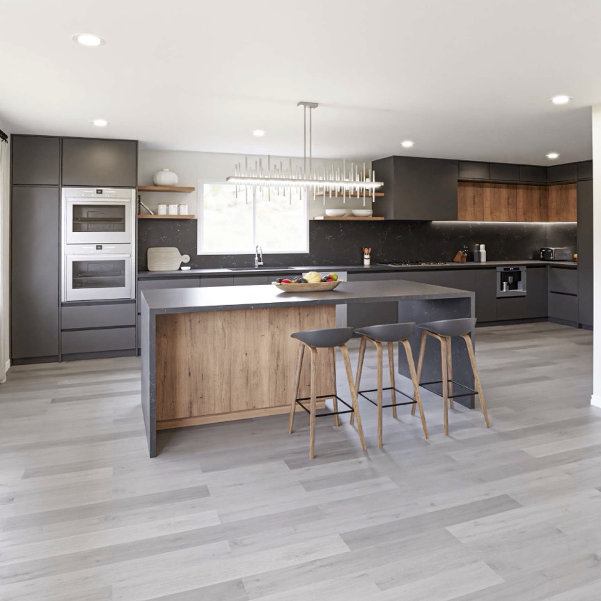 Kitchen Islands with Seating Ideas. Image of an island where half of the underneath is open like a table.