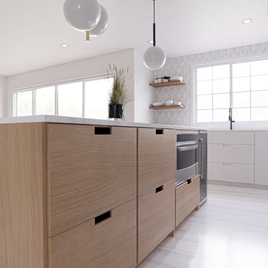 Kitchen Islands with Seating Ideas. Image of an island that has lots of storage and appliances in the side that does not have the seating on it.