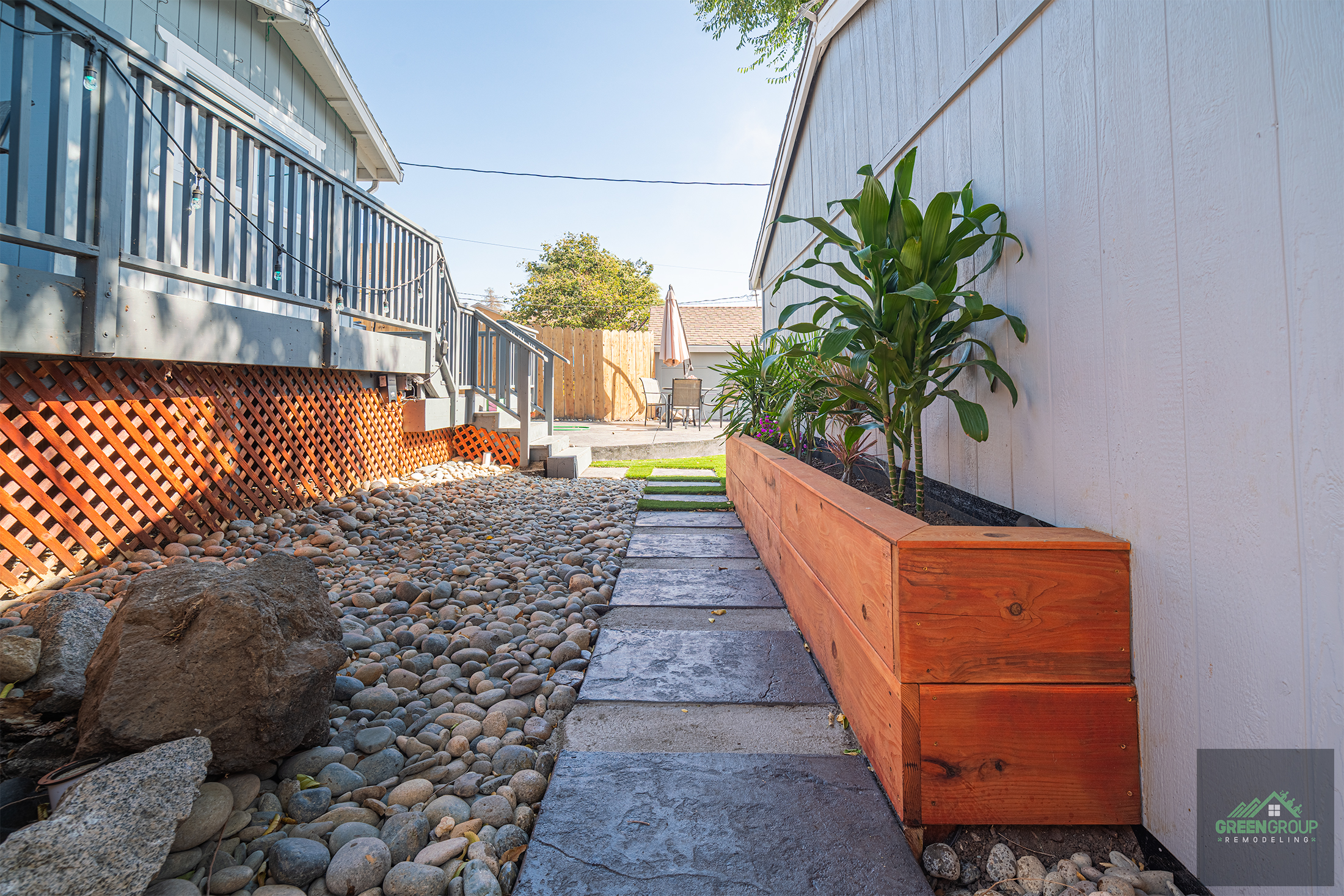 what is adu housing. image of landscaping on side of house. 